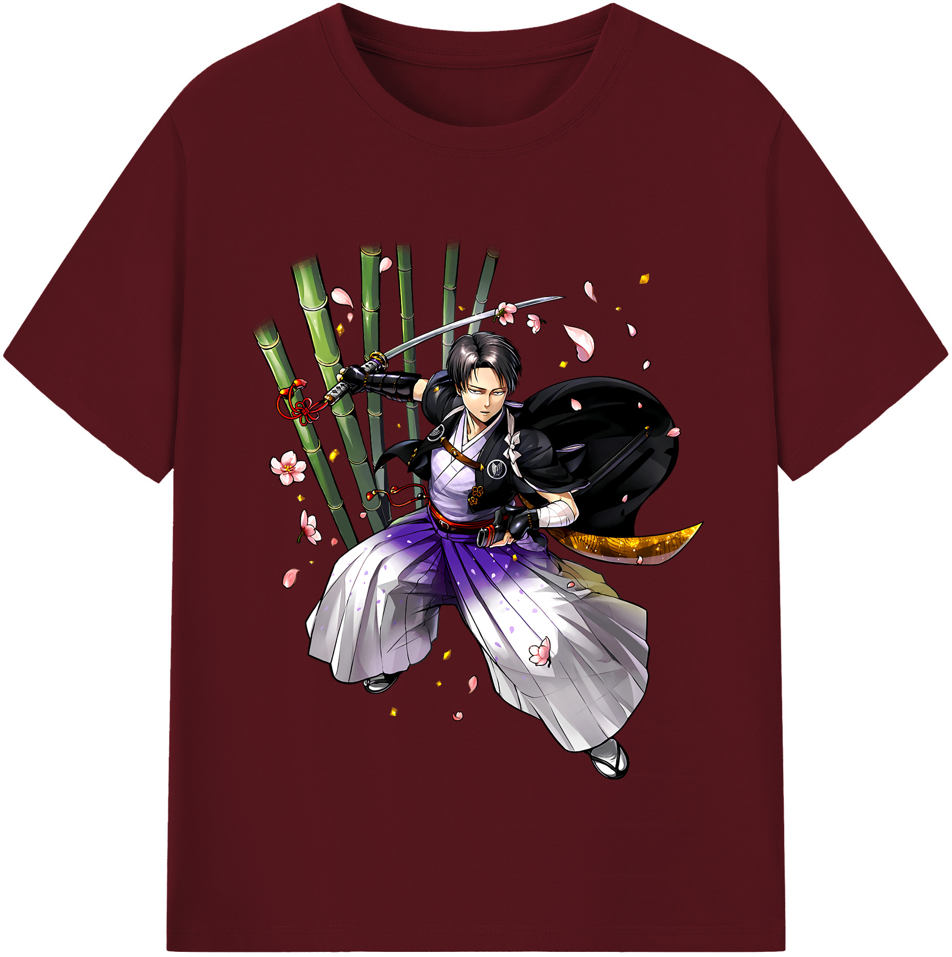 （画像用） 進撃の巨人 リヴァイ·アッカーマン Attack on Titan Levi Ackerman 綿100％半袖Tシャツ（フロントプリント）